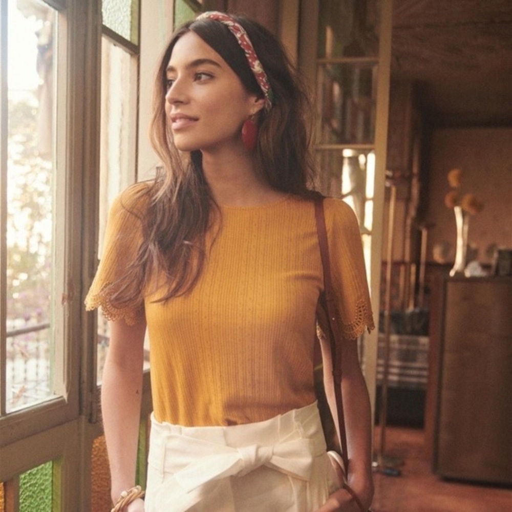 Sezane | Clea Scalloped Top | M